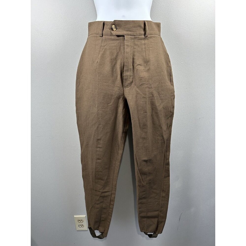 Vintage Express 7/8 Womens Stirrup Pants 90s NEW Brown Zip High Waisted Tapered